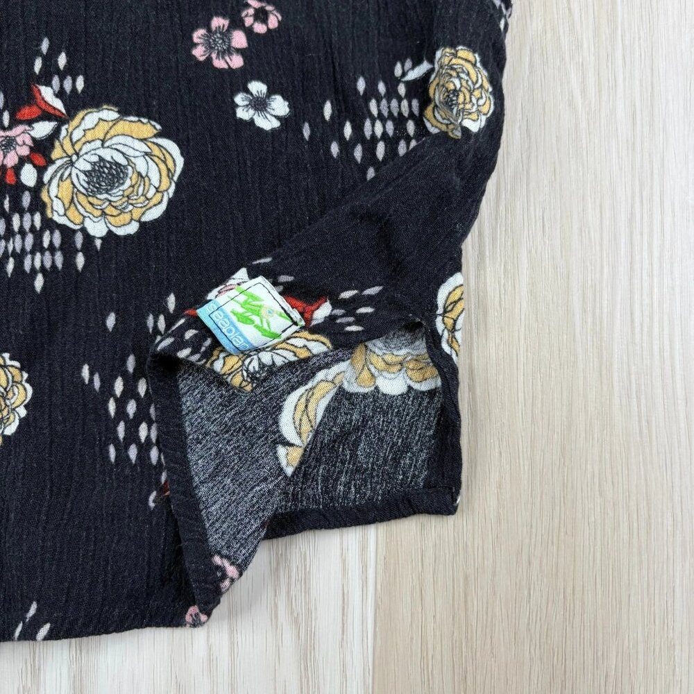 Seaplane Mens Black Floral Hawaiian Short Sleeve Comfy Button Up Shirt Size S - Picture 7 of 13